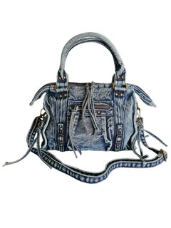 Jeans bowling bag-handtas-schoudertas-crossbody-Urban style-Vintage look-Trendy-30,5cmx25cmx9cm-Denim blauw