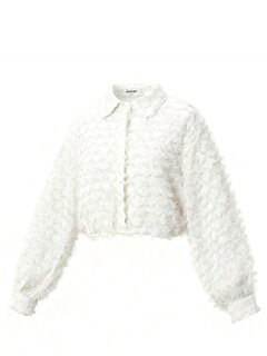 Blouse-Top-Dames-Kort-Elegant-Wit-Maat L