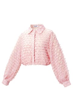 Blouse-Top-Dames-Kort-Elegant-Roze-Maat L