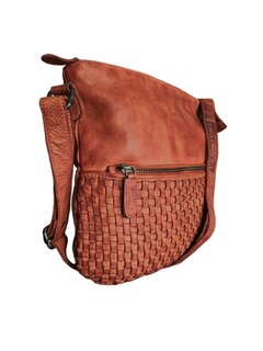 Ven Tomy-Schoudertas-crossbody-Gevlochten-Hoogwaardig leer-Gewassen leer- Soepel leer-Vintage-Natuurlijk bruin-28cmx28cmx8cm