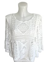 Trui-Ruit-3/4 mouw-Gehaakt-Bohemian-Boho style-Katoen