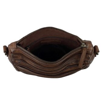 Schoudertasje-Crossbody- Gewassen-Leer-Vintage-Brown-Arrigo