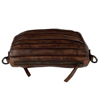 Schoudertasje-Crossbody- Gewassen-Leer-Vintage-Brown-Arrigo