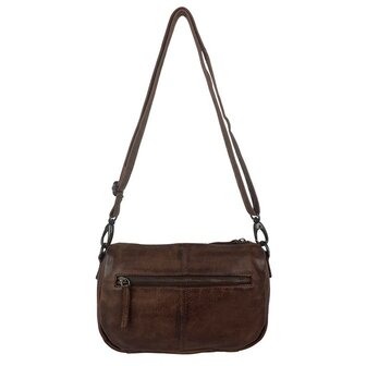 Schoudertasje-Crossbody- Gewassen-Leer-Vintage-Brown-Arrigo