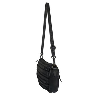 Schoudertasje-Crossbody- Gewassen-Leer-Vintage-Black-Arrigo