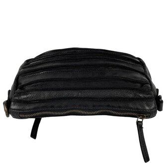 Schoudertasje-Crossbody- Gewassen-Leer-Vintage-Black-Arrigo