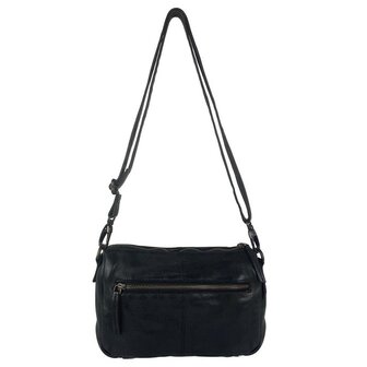 Schoudertasje-Crossbody- Gewassen-Leer-Vintage-Black-Arrigo