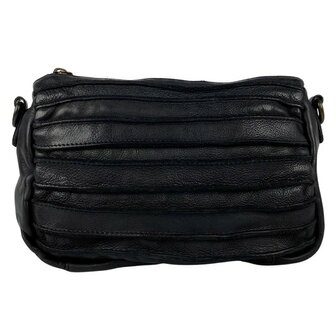 Schoudertasje-Crossbody- Gewassen-Leer-Vintage-Black-Arrigo