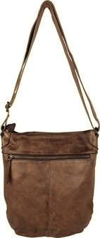 Arrigo-Schoudertas-crossbody- gewassen-Leer-Vintage-Donkerbruin