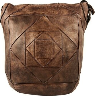 Arrigo-Schoudertas-crossbody- gewassen-Leer-Vintage-Donkerbruin