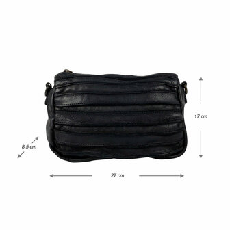 Schoudertasje-Crossbody- Gewassen-Leer-Vintage-Black-Arrigo