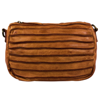 Schoudertasje-Crossbody- Gewassen-Leer-Vintage-Cognac-Arrigo