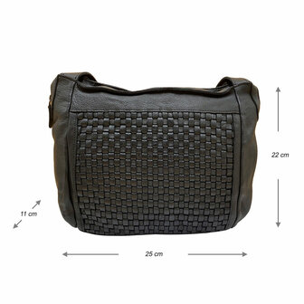 Schoudertas-Gewassen-Gevlochten-Vintage-Leer-Black-Arrigo