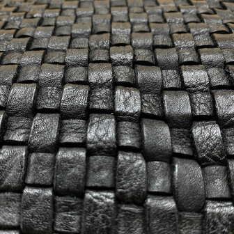 Schoudertas-Gewassen-Gevlochten-Vintage-Leer-Black-Arrigo