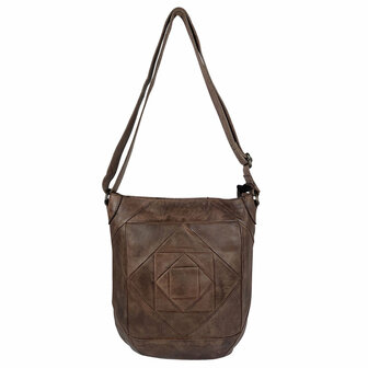Arrigo-Schoudertas-crossbody- gewassen-Leer-Vintage-Donkerbruin