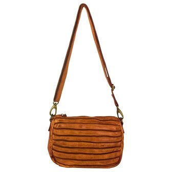 Schoudertasje-Crossbody- Gewassen-Leer-Vintage-Cognac-Arrigo