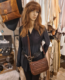 Schoudertasje-Crossbody- Gewassen-Leer-Vintage-Brown-Arrigo
