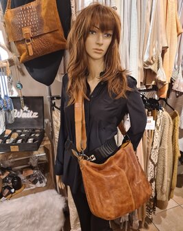 Schoudertas- Crossbody-Gewassen-Vintage-Leer-Cognac-Arrigo