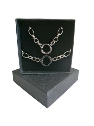 Yehwang-ketting-armband-set-Stainless Steel-zilver