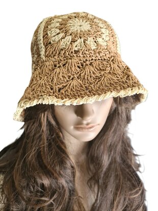 Yehwang-Crochet-hoedje- Bucketcap-Buckethat-Granny stitch-Raffa-Camel