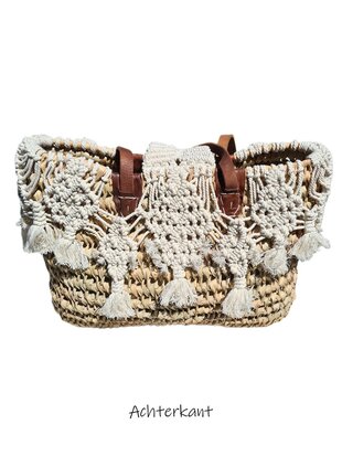 Tas-strand tas-Beach bag-Riet-Macrame-Handmade-Ibiza style-Bohemian style-Uniek design 1