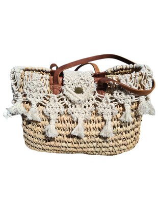 Tas-strand tas-Beach bag-Riet-Macrame-Handmade-Ibiza style-Bohemian style-Uniek design 1