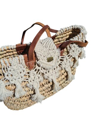 Tas-strand tas-Beach bag-Riet-Macrame-Handmade-Ibiza style-Bohemian style-Uniek design 1