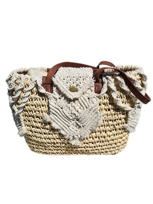 Tas-strand tas-Beach bag-Riet-Macrame-Handmade-Ibiza style-Bohemian style-Uniek design-4