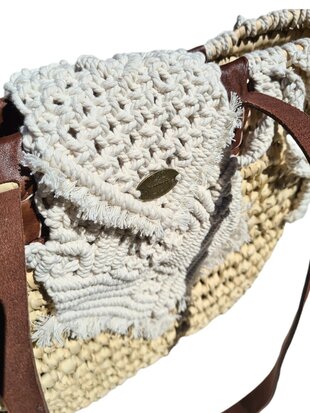 Tas-strand tas-Beach bag-Riet-Macrame-Handmade-Ibiza style-Bohemian style-Uniek design-4
