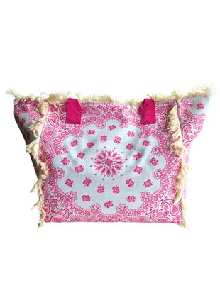 Beach bag-Strand tas-Summer vibes-Franje-Bohemian style-Ibiza style-52cmx35cmx17cm-Fuchsia