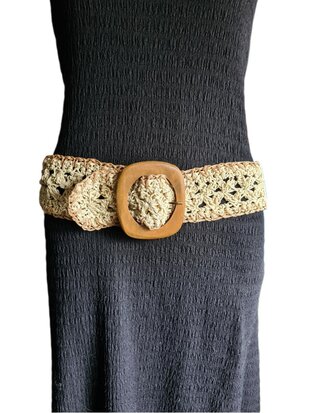 Riem-Stretch-Raffa-Ibiza style- One size (tot 44)- Naturel