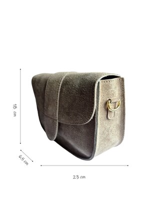 Giuliano-Tas-Leer-Suède-Echt leer-Klep-magneetsluiting-23cmx18cmx6,5cm-Taupe