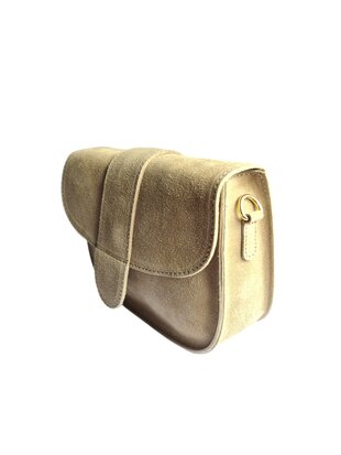 Giuliano-Tas-Leer-Suède-Echt leer-Klep-magneetsluiting-23cmx18cmx6,5cm-Beige