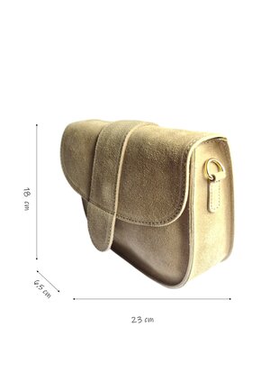 Giuliano-Tas-Leer-Suède-Echt leer-Klep-magneetsluiting-23cmx18cmx6,5cm-Beige