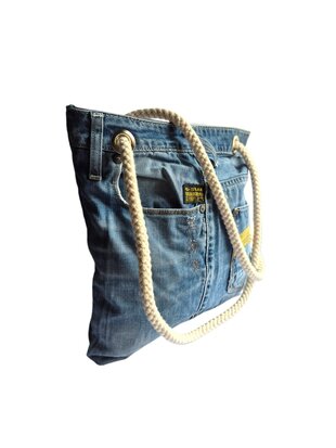 Giuliano-Tas-Schoudertas-Handtas-Denim-Recyclede denim-Jeans-32cmx33cmx1cm