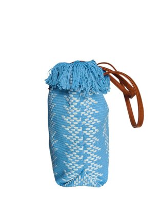 Beach bag-schoudertas-strandtas-Aztek print-100% katoen-48cmx34cmx15cm-Blauw
