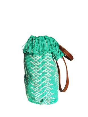 Beach bag-schoudertas-strandtas-Aztek print-100% katoen-48cmx34cmx15cm-Mint