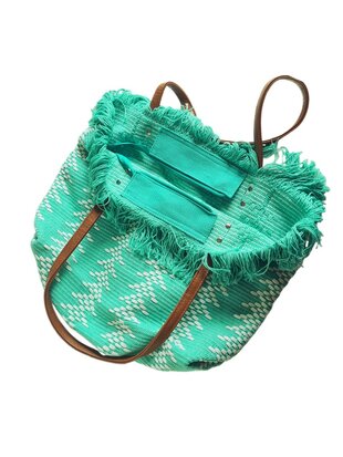Beach bag-schoudertas-strandtas-Aztek print-100% katoen-48cmx34cmx15cm-Mint