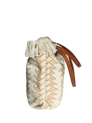 Beach bag-schoudertas-strandtas-Aztek print-100% katoen-48cmx34cmx15cm-Naturel