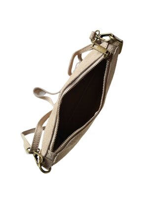 Giuliano-Tas-Schouder-crossbody-Clutch-Suède-Echt leer-22cmx16cmx4cm-Beige