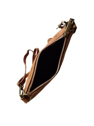 Giuliano-Tas-Schouder-crossbody-Clutch-Suède-Echt leer-22cmx16cmx4cm-Camel