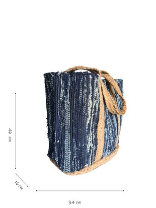 Kbas-Schouder tas-Shopper-Geweven-Jeans-Jute- Handmade in Spain-Dark Jeans-34cmx46cmx16cm