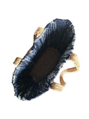 Kbas-Schouder tas-Shopper-Geweven-Jeans-Jute- Handmade in Spain-Dark Jeans-34cmx46cmx16cm
