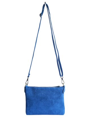 Giuliano-Tas-Schouder-crossbody-Clutch-Suède-Echt leer-22cmx16cmx4cm-Blauw