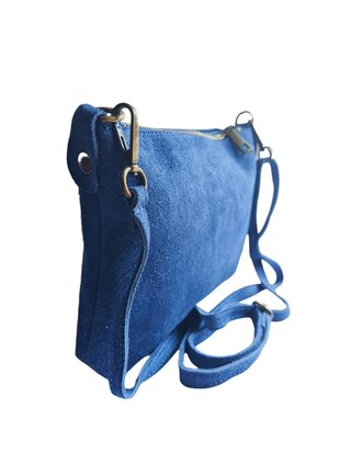 Giuliano-Tas-Schouder-crossbody-Clutch-Suède-Echt leer-22cmx16cmx4cm-Blauw