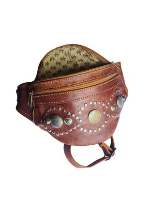 Festival-Heup tasje-Crossbody tasje- Cross over-echt leer-Munt-Bohemian style-Boho style-22cmx16cmx7cm-1