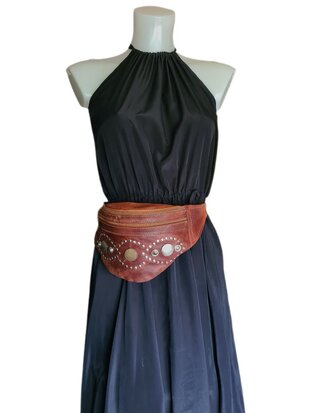 Festival-Heup tasje-Crossbody tasje- Cross over-echt leer-Munt-Bohemian style-Boho style-22cmx16cmx7cm-1