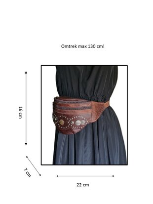 Festival-Heup tasje-Crossbody tasje- Cross over-echt leer-Munt-Bohemian style-Boho style-22cmx16cmx7cm-2