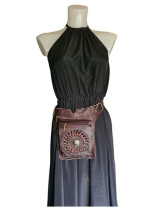 Festival-Heup tasje-Crossbody tasje- Cross over-echt leer-Sun-Bohemian style-Boho style-24cmx17,5cmx5cm-3