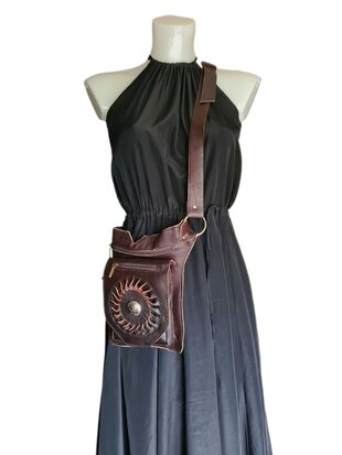 Festival-Heup tasje-Crossbody tasje- Cross over-echt leer-Sun-Bohemian style-Boho style-24cmx17,5cmx5cm-3